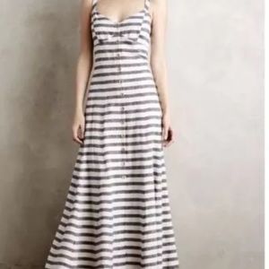 Anthropologie Maeve Striped Linen Maxi Dress